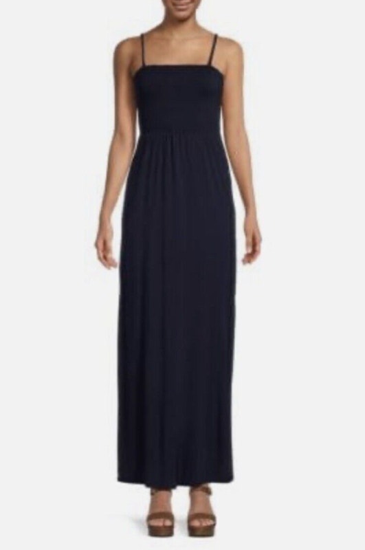 Favorite Daughter The Apartment Smocked Maxi Dress Medium Navy Blue Tank Nwot